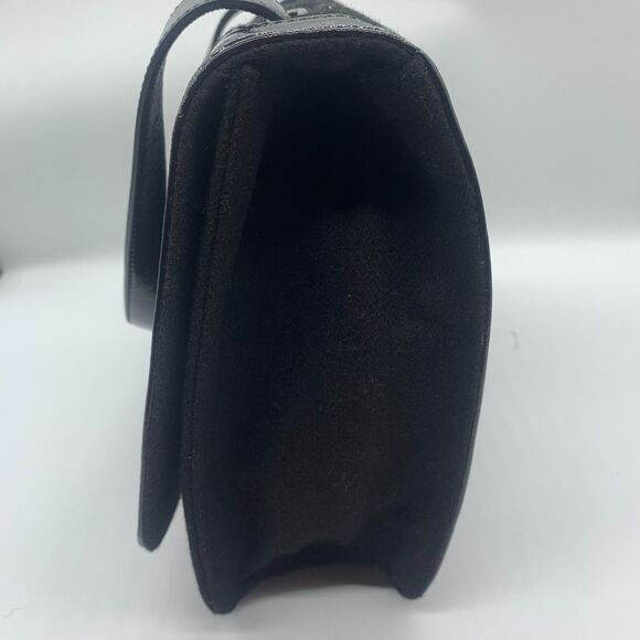 Hobo International Black Fabric Patent Leather Purse Handbag Flap Front - Picture 8 of 14